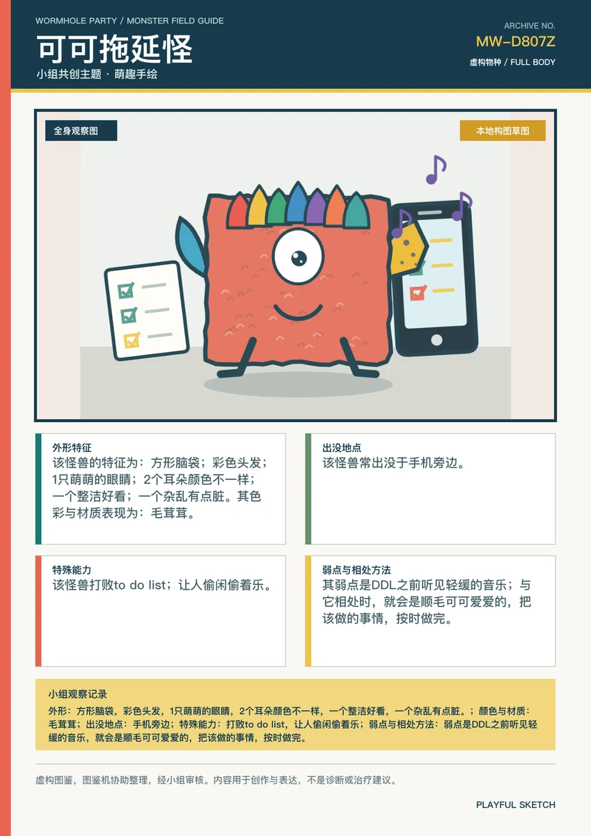 匿名共创的情绪怪兽图鉴样例